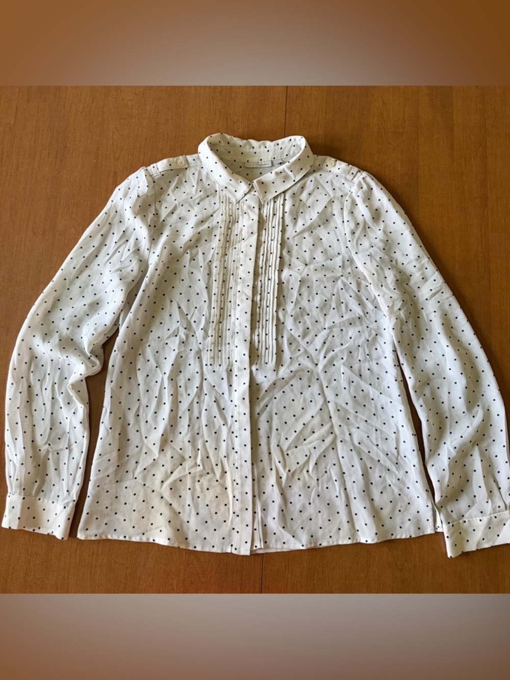 Halogen White Long-Sleeve Pintuck Polka Dot Blouse